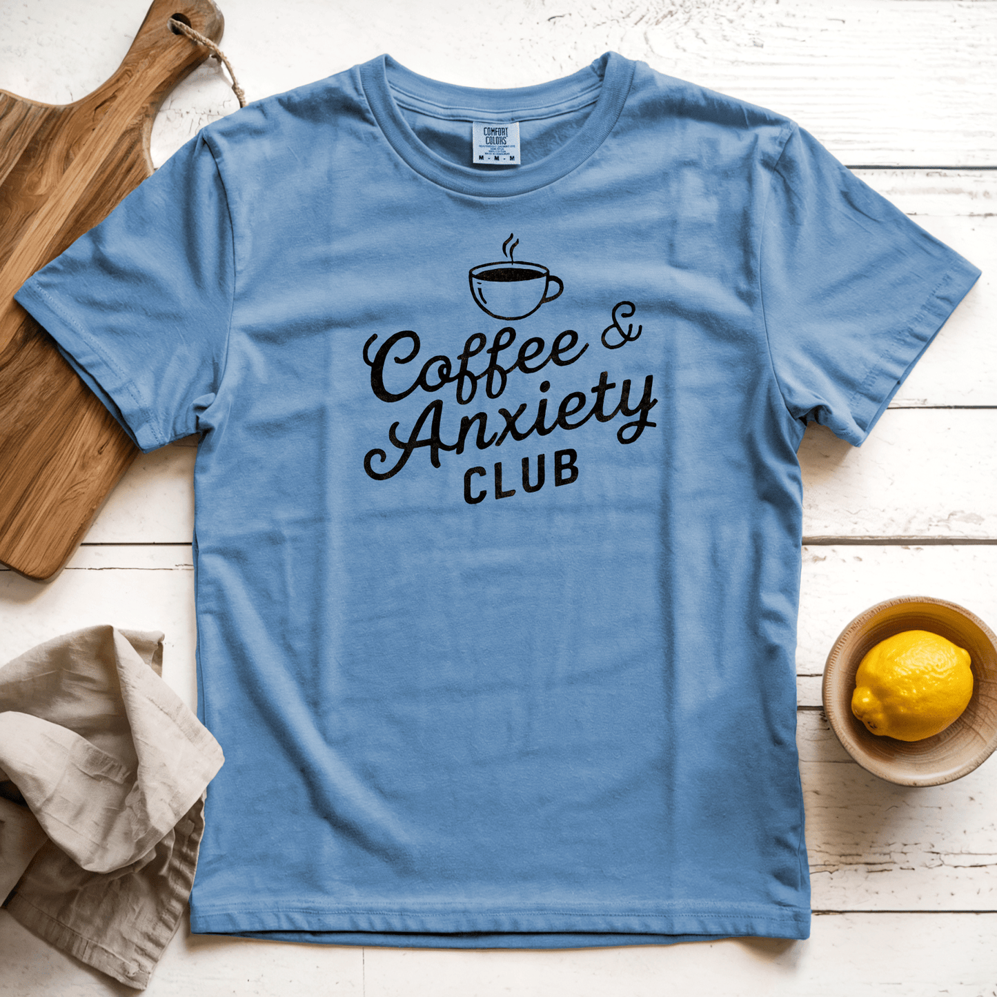 T-Shirt Blue Jean / S Coffee and Anxiety Club B&W