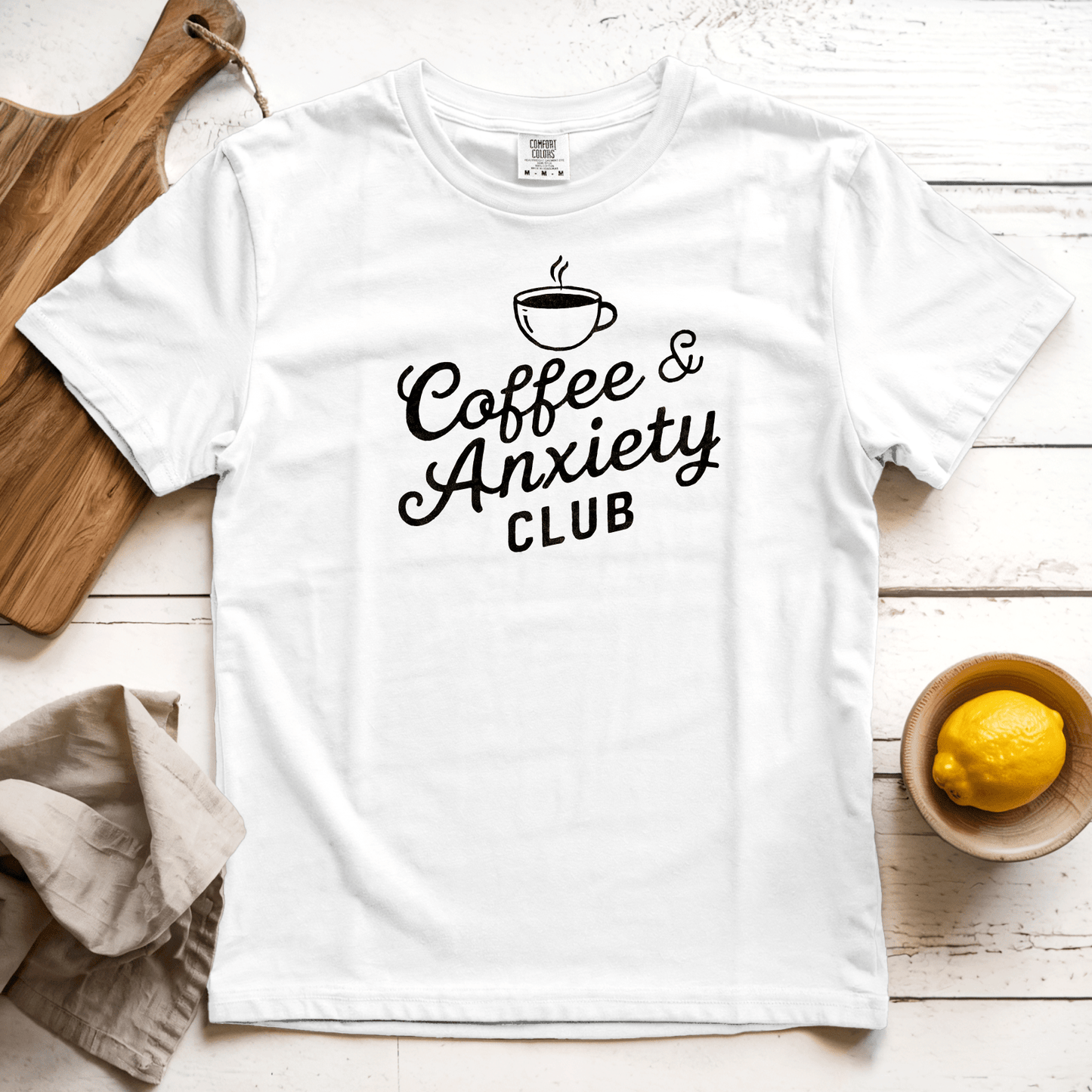 T-Shirt White / S Coffee and Anxiety Club B&W
