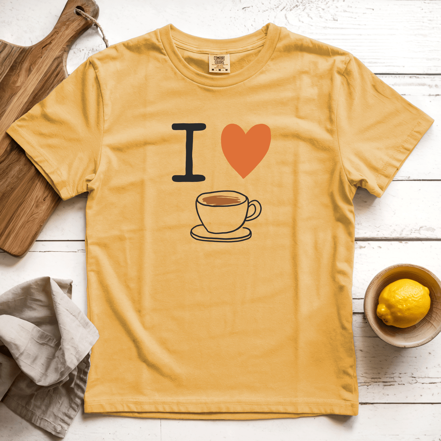 T-Shirt Mustard / S I Love Coffee