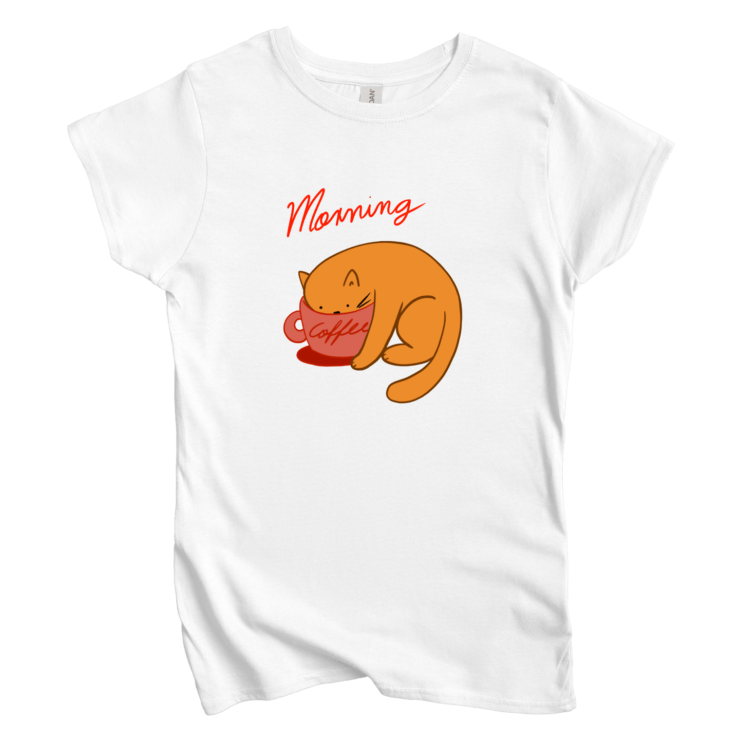 T-Shirts S / White Morning Coffee: Woblylines Women's Tee
