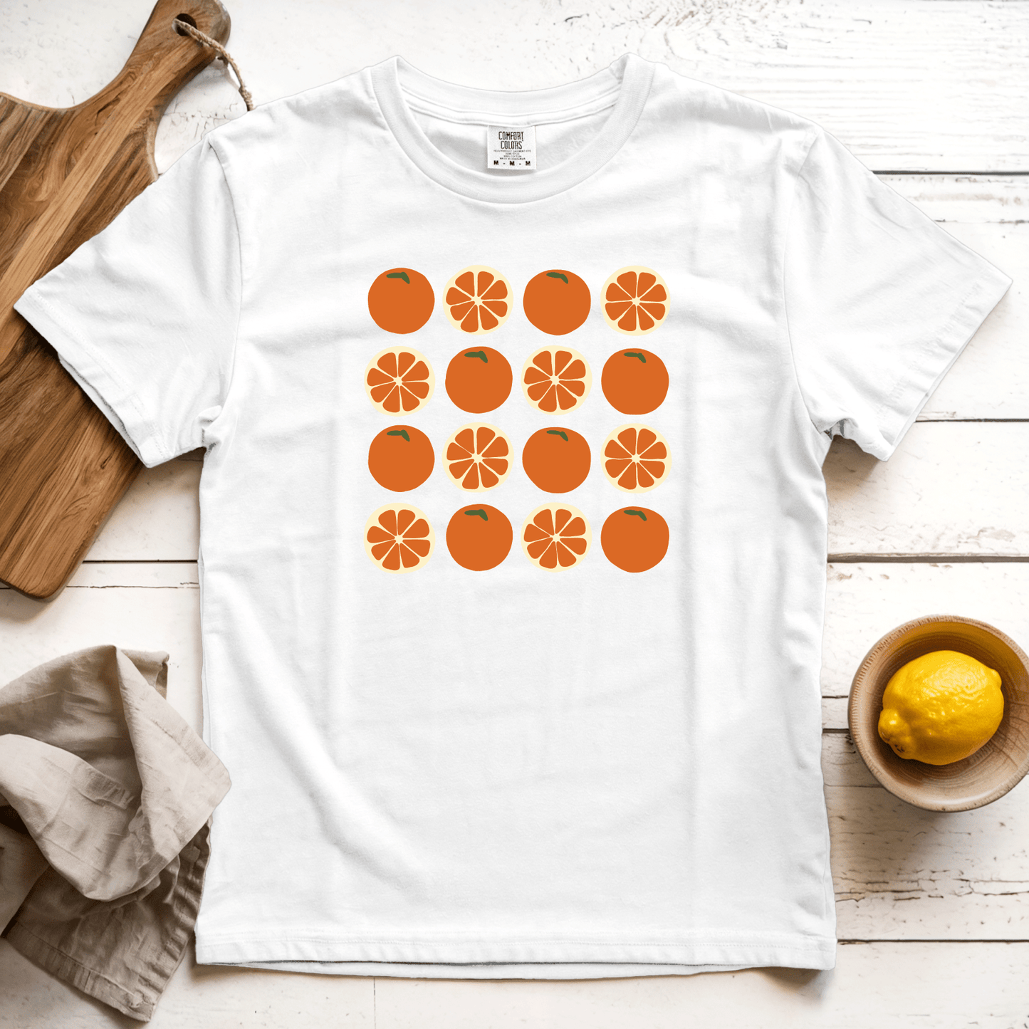 T-Shirt White / S Orange Grid
