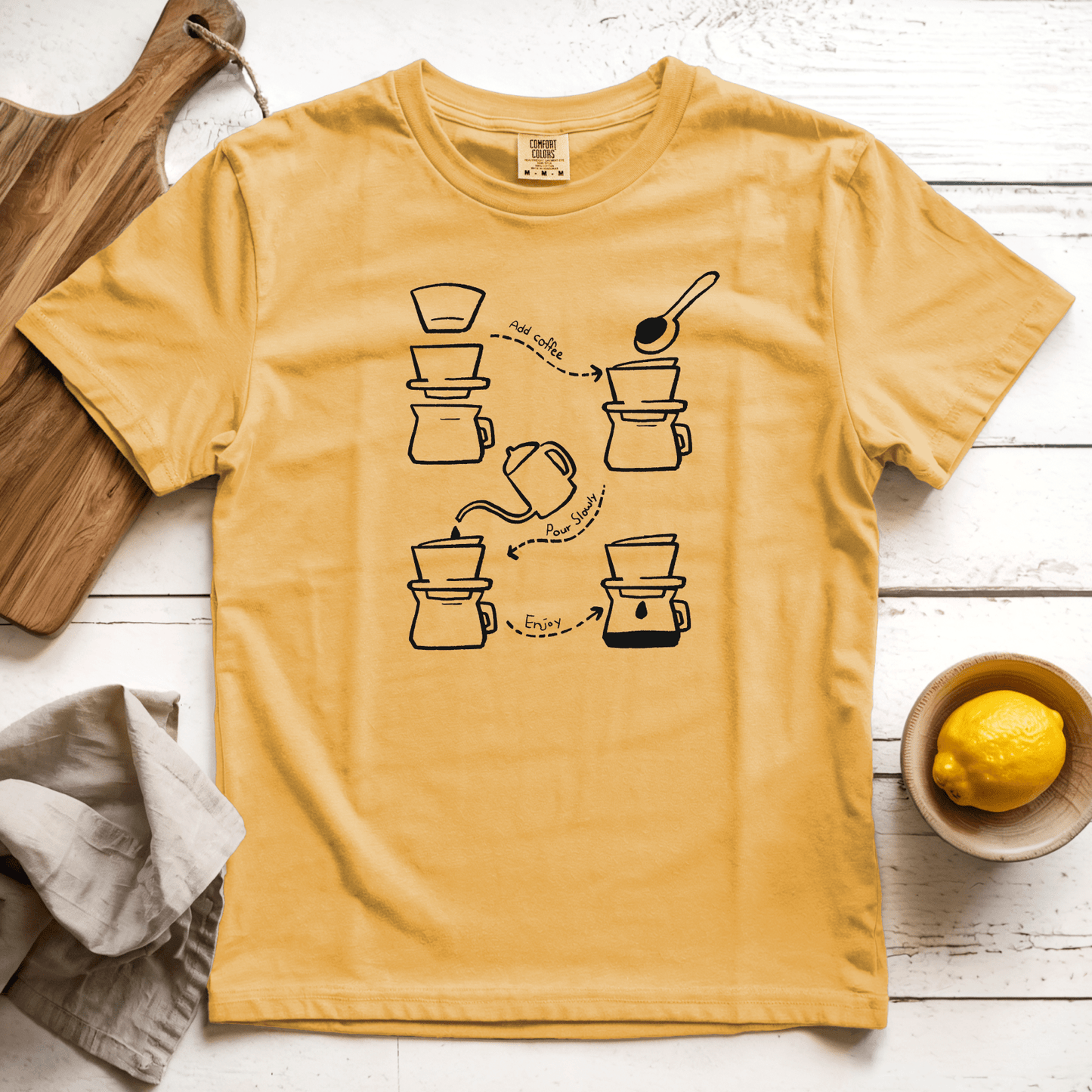 T-Shirt Mustard / S Pour Over Diagram