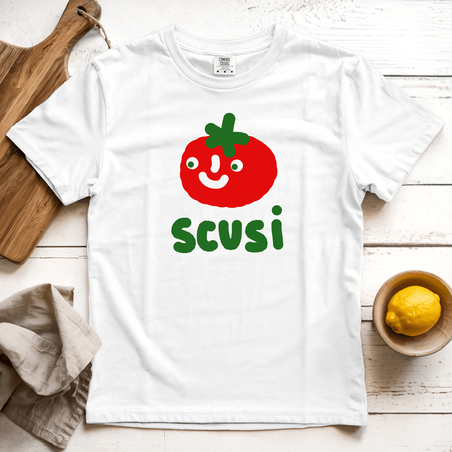 T-Shirt White / S Scusi Tomato: Longoland