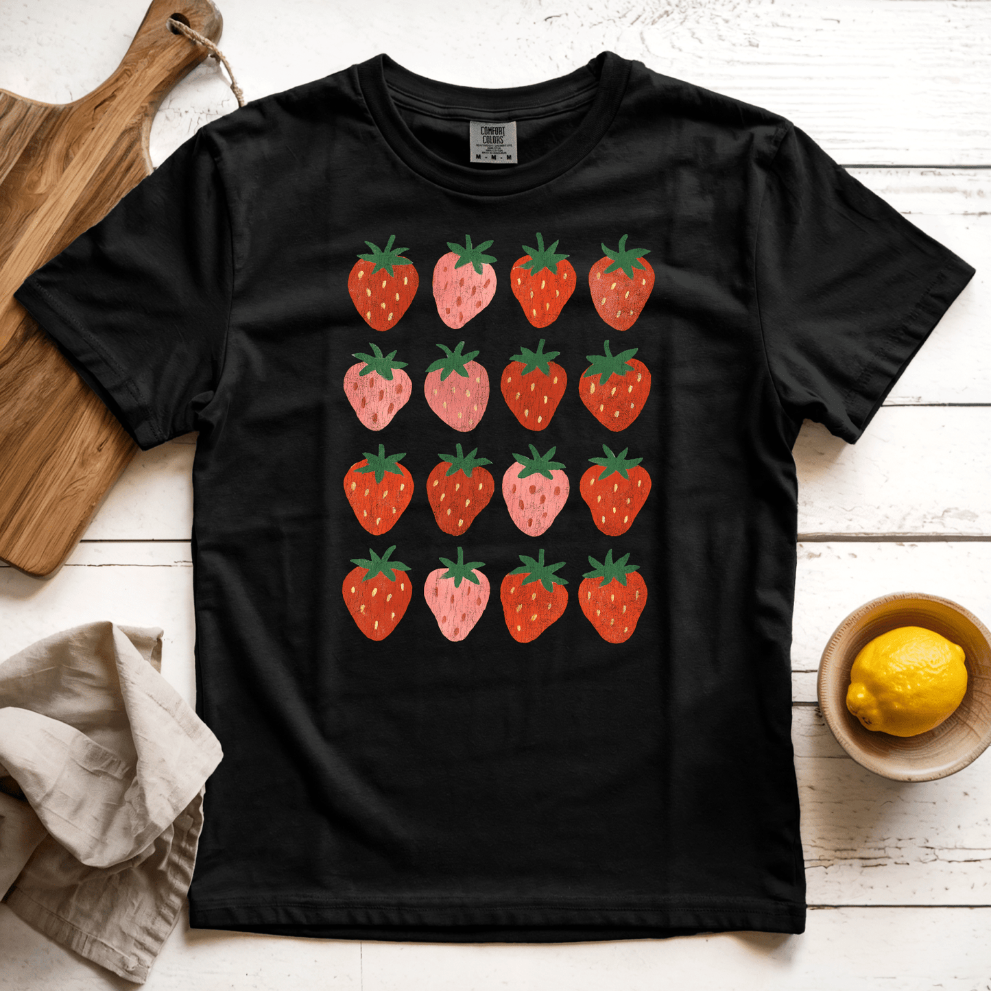 T-Shirt Black / S Strawberry Grid