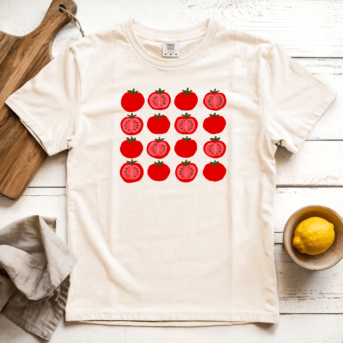 T-Shirt Ivory / S Tomato Grid