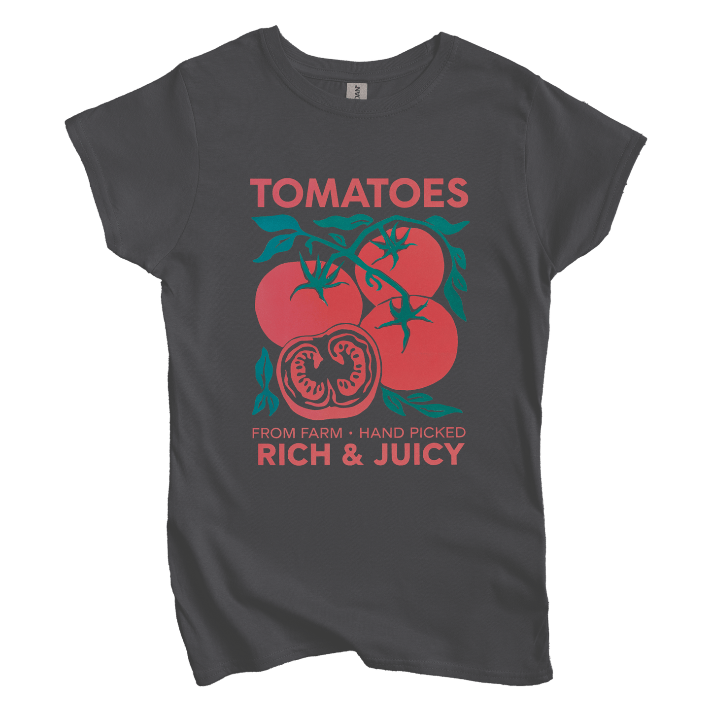 T-Shirt Charcoal / M Tomatoes Rich and Juicy Women's Tee