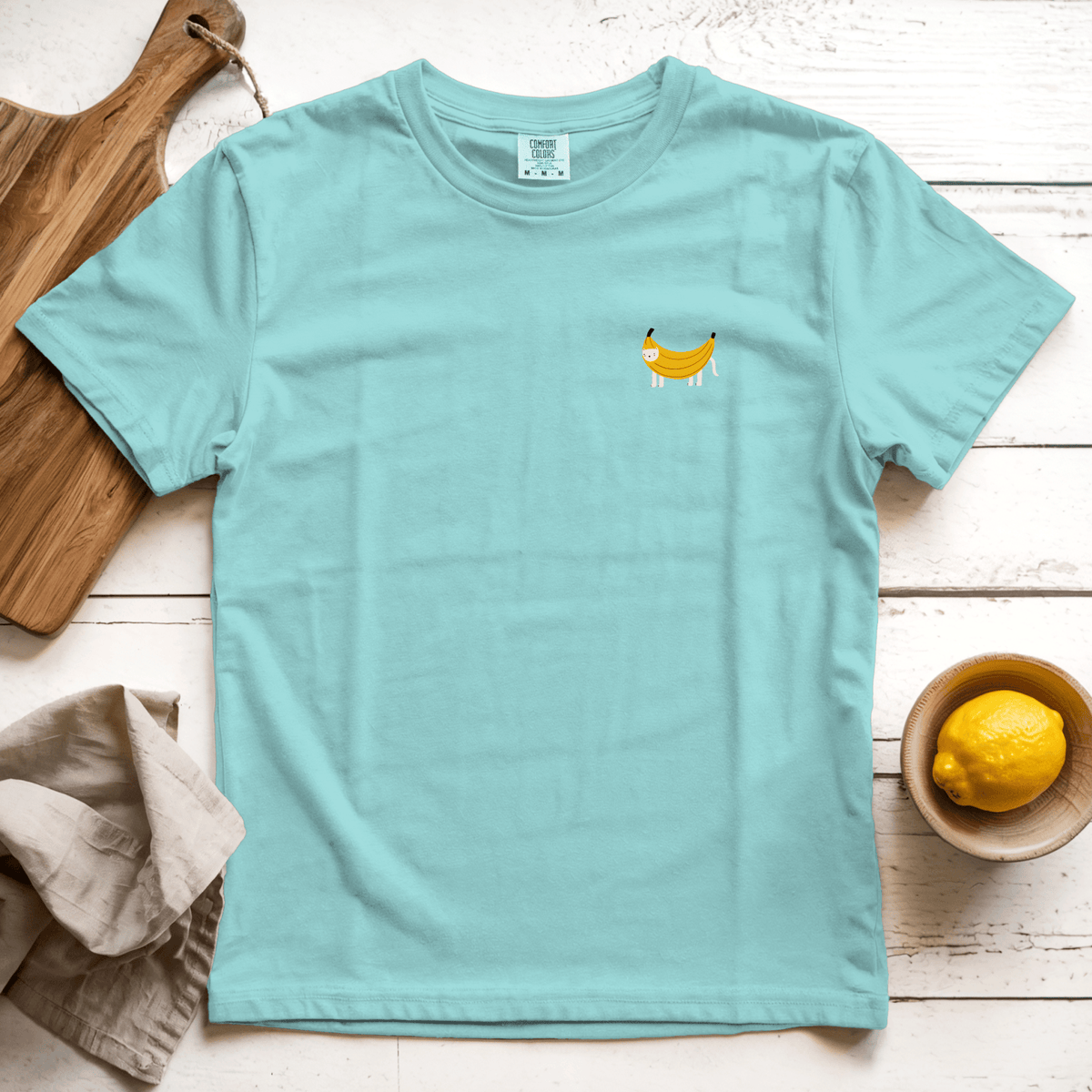 T-Shirt Chalky Mint / S Banana Cat Left Chest: Woblylines