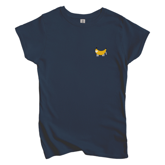 T-Shirts S / Navy Banana Cat Left Chest: Woblylines Women's Tee