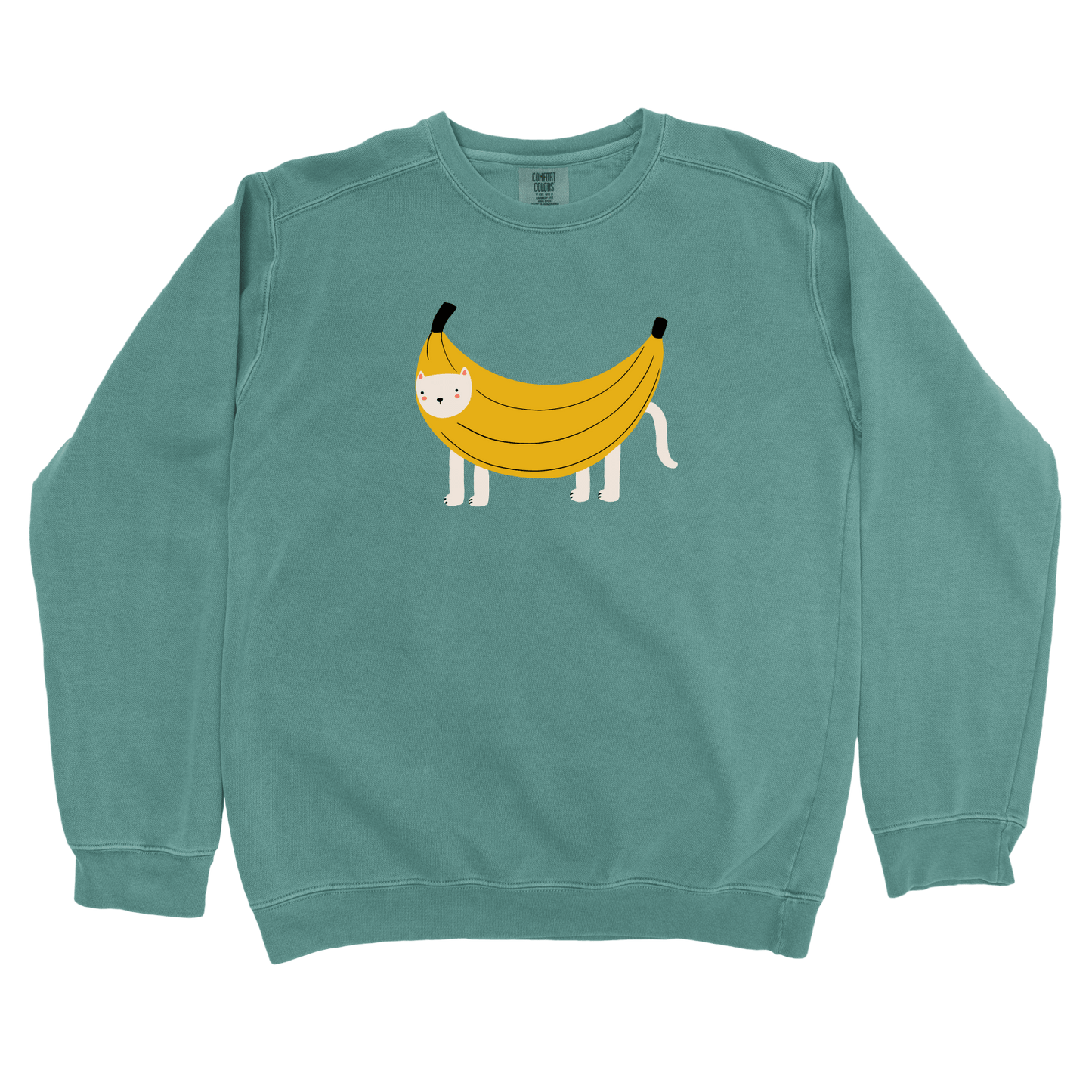 Sweatshirt Blue Spruce / S Banana Cat: Woblylines Sweatshirt