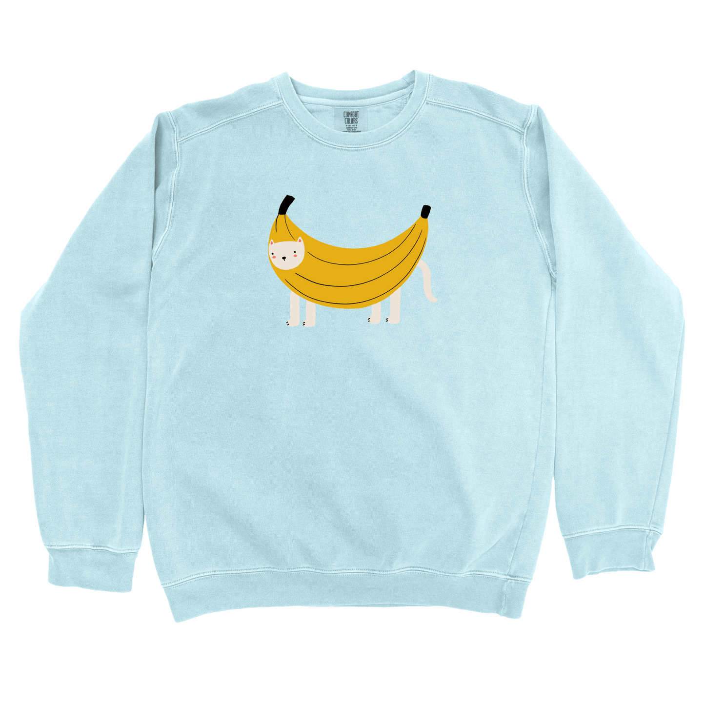 Sweatshirt Chambray / S Banana Cat: Woblylines Sweatshirt