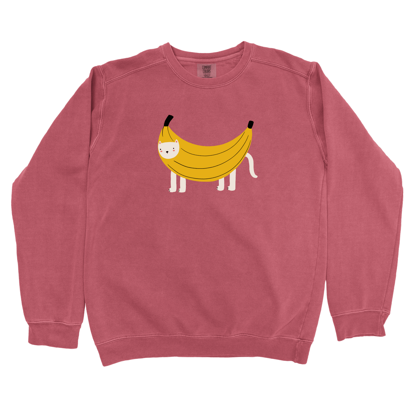 Sweatshirt Crimson / S Banana Cat: Woblylines Sweatshirt