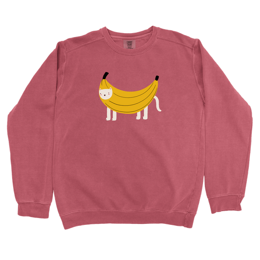 Sweatshirt Crimson / S Banana Cat: Woblylines Sweatshirt