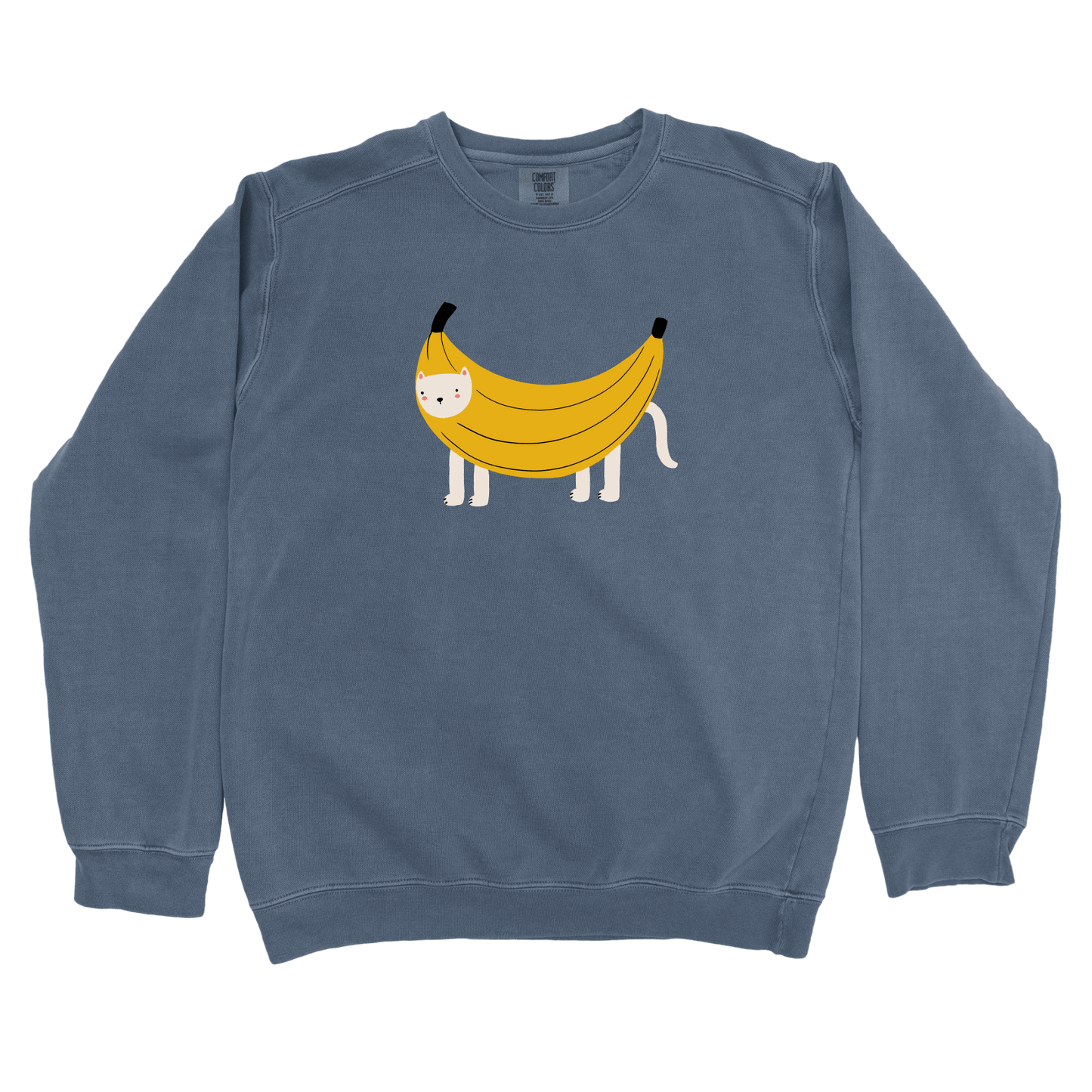 Sweatshirt Denim / S Banana Cat: Woblylines Sweatshirt