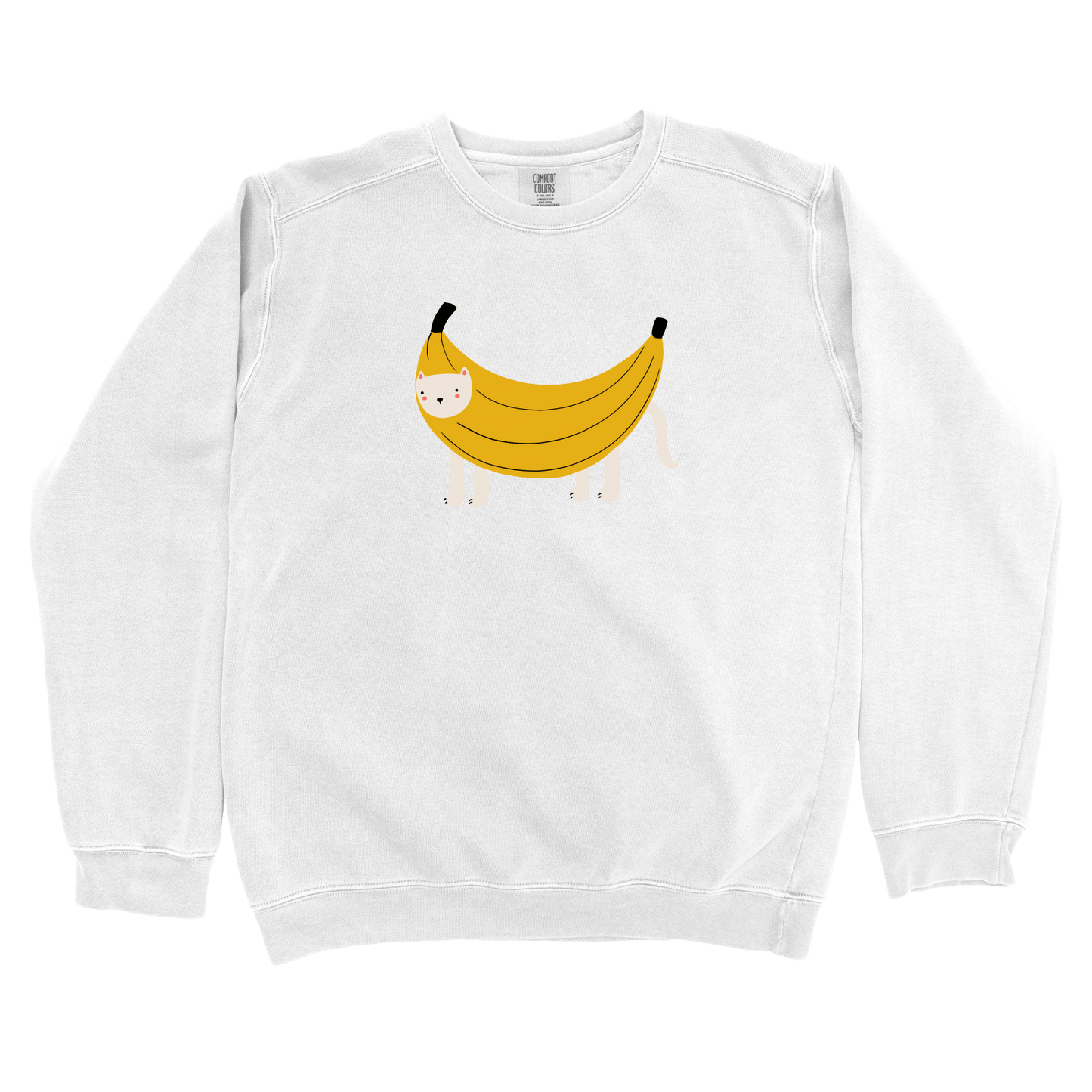 Sweatshirt White / S Banana Cat: Woblylines Sweatshirt