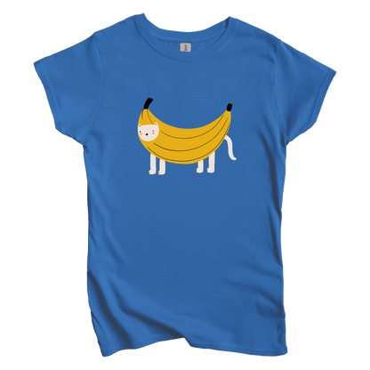 T-Shirt S / Royal Banana Cat: Woblylines Women's Tee