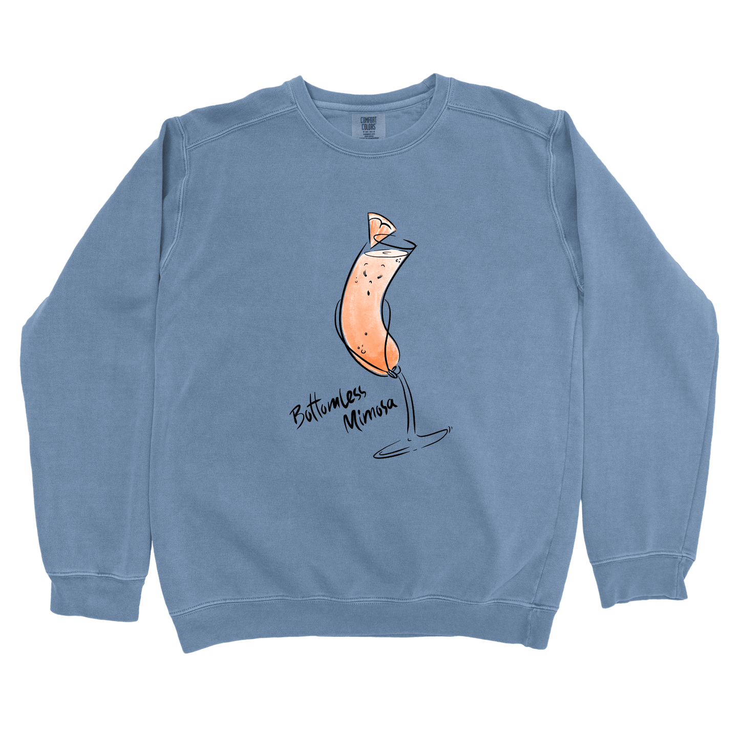 Sweatshirt Blue Jean / S Bottomless Mimosa: Micro Barbi Sweatshirt