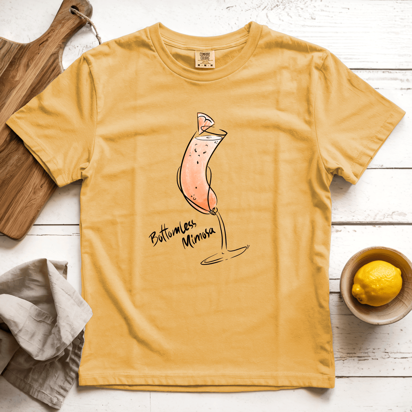 T-Shirt Mustard / S Bottomless Mimosa: Micro Barbi