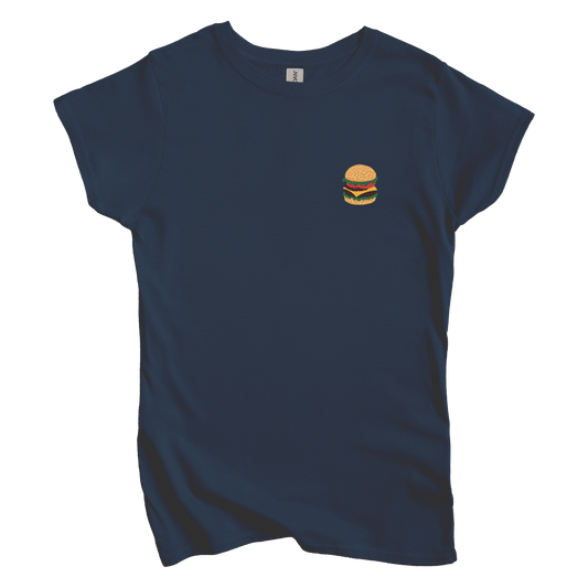 T-Shirts S / Navy Cheeseburger Left Chest Women's Tee
