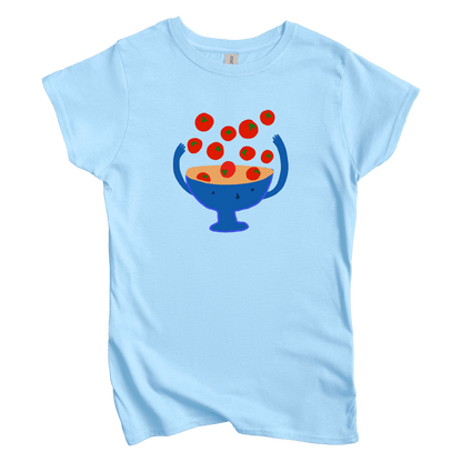 T-Shirts S / Light Blue Cherry Tomatoes: Woblylines Women's Tee