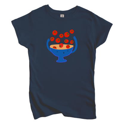 T-Shirts S / Navy Cherry Tomatoes: Woblylines Women's Tee
