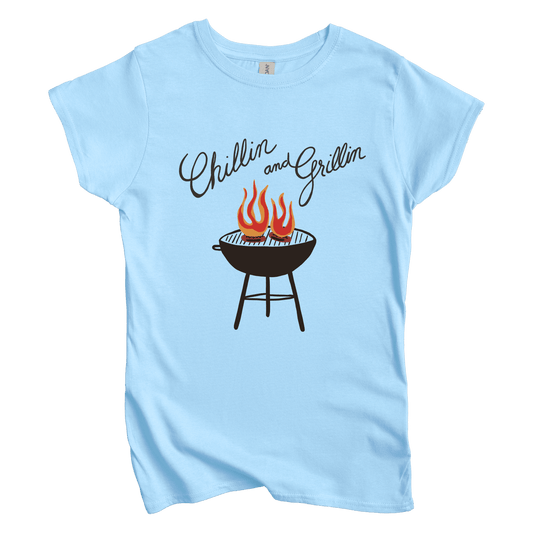 T-Shirt S / Light Blue Chillin and Grillin Women's Tee