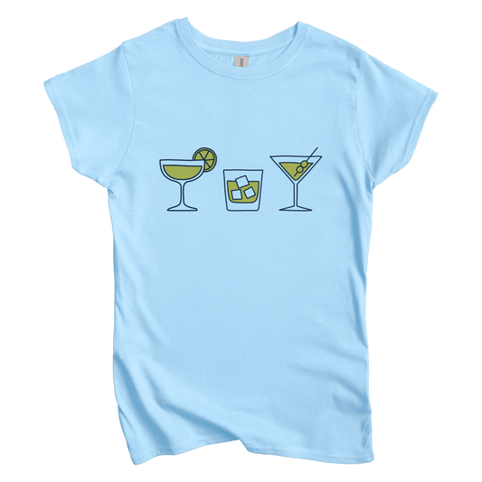 T-Shirt M / Light Blue Cocktail Glasses Women's Tee