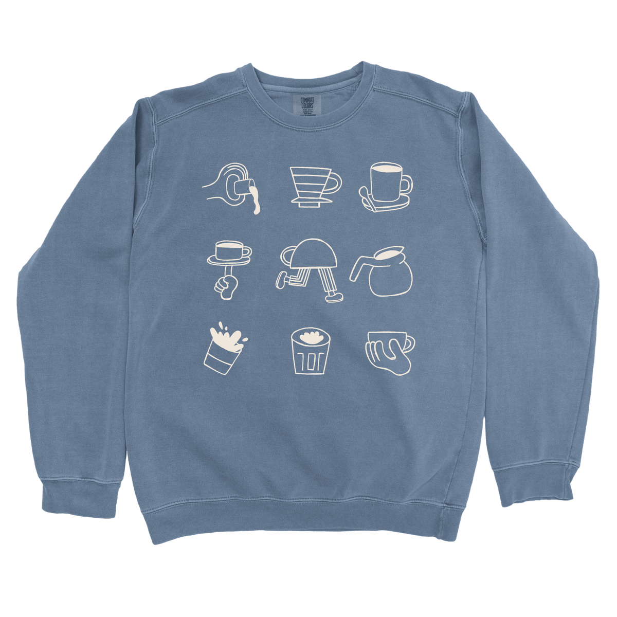 T-Shirts Blue Jean / S Coffee Doodle Crew: Sae Karepe Sweatshirt