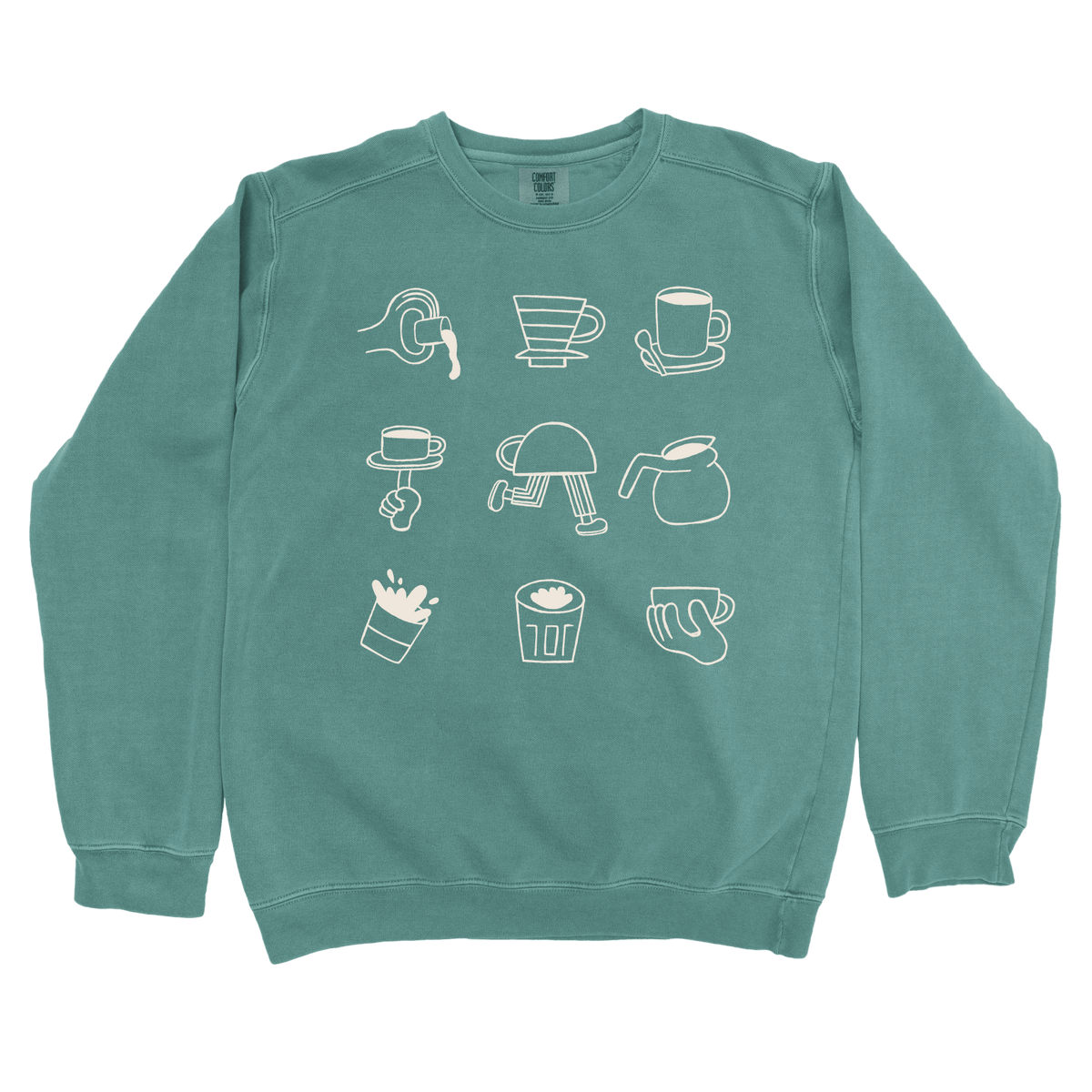 T-Shirts Blue Spruce / S Coffee Doodle Crew: Sae Karepe Sweatshirt
