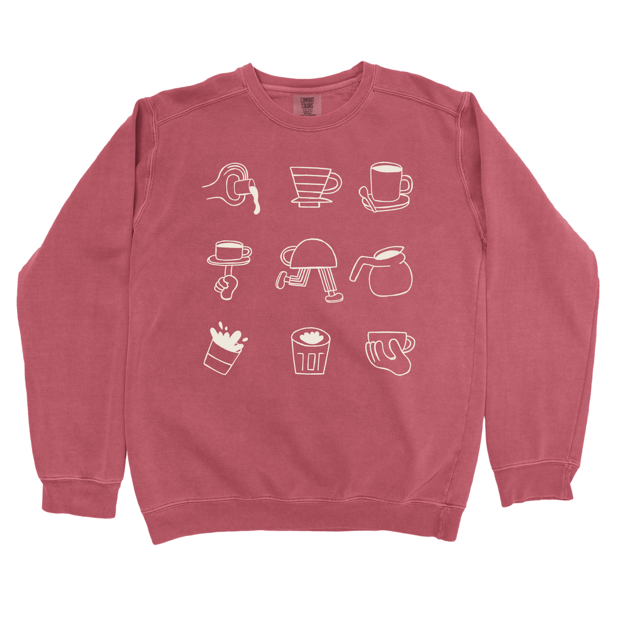T-Shirts Crimson / S Coffee Doodle Crew: Sae Karepe Sweatshirt