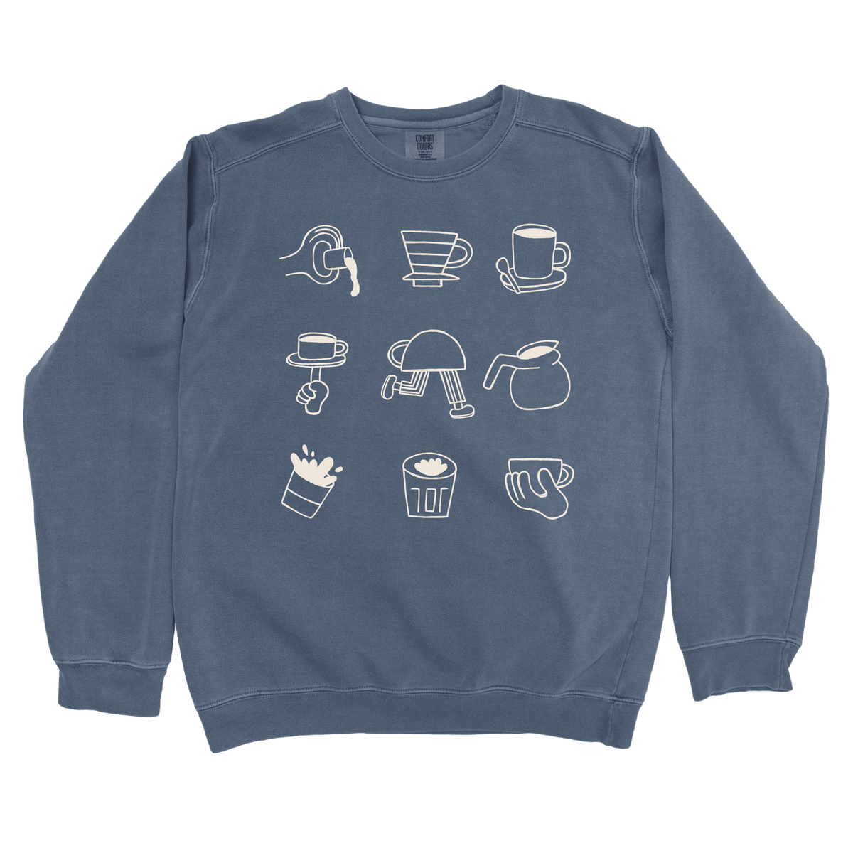 T-Shirts Denim / S Coffee Doodle Crew: Sae Karepe Sweatshirt