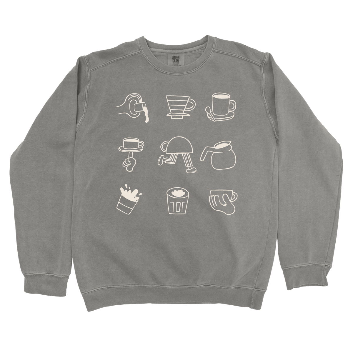 T-Shirts Grey / S Coffee Doodle Crew: Sae Karepe Sweatshirt