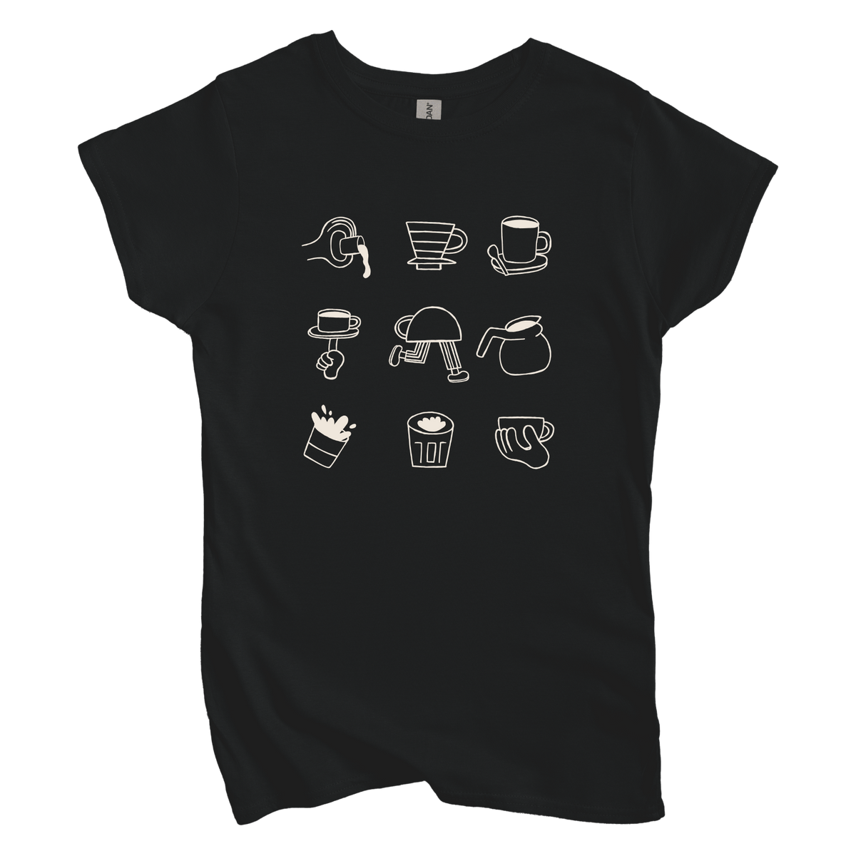 T-Shirt S / Black Coffee Doodle Crew: Sae Karepe Women's Tee