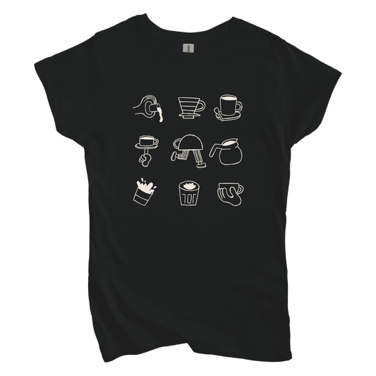 T-Shirt S / Black Coffee Doodle Crew: Sae Karepe Women's Tee