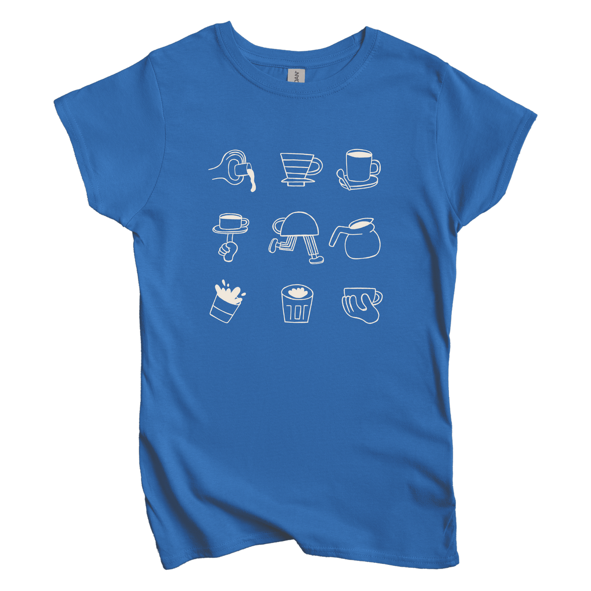T-Shirt S / Royal Coffee Doodle Crew: Sae Karepe Women's Tee
