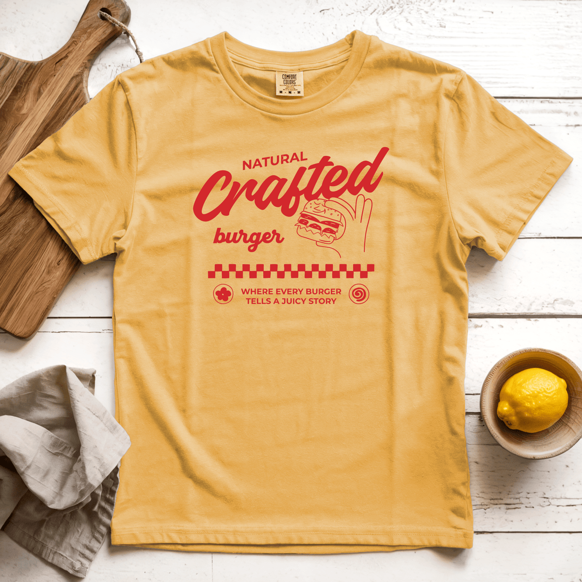 T-Shirts Mustard / S Crafted Burger: Sae Karepe