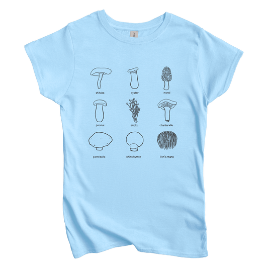 T-Shirt S / Light Blue Edible Mushrooms Women's Tee
