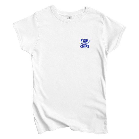 T-Shirts S / White Fish and Chips Left Chest: Longoland Women's Tee