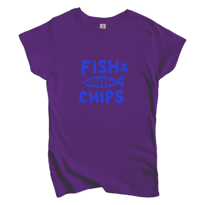 T-Shirt L / Purple Fish & Chips: Longoland Women's Tee