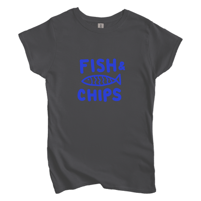 T-Shirt M / Charcoal Fish & Chips: Longoland Women's Tee