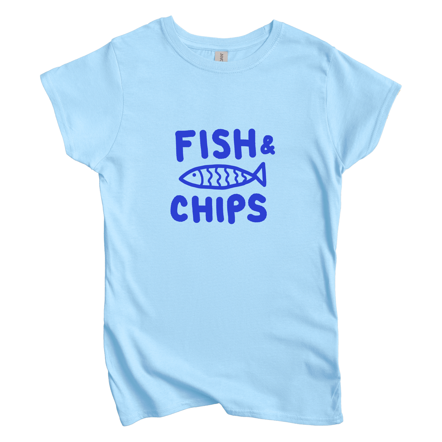 T-Shirt S / Light Blue Fish & Chips: Longoland Women's Tee