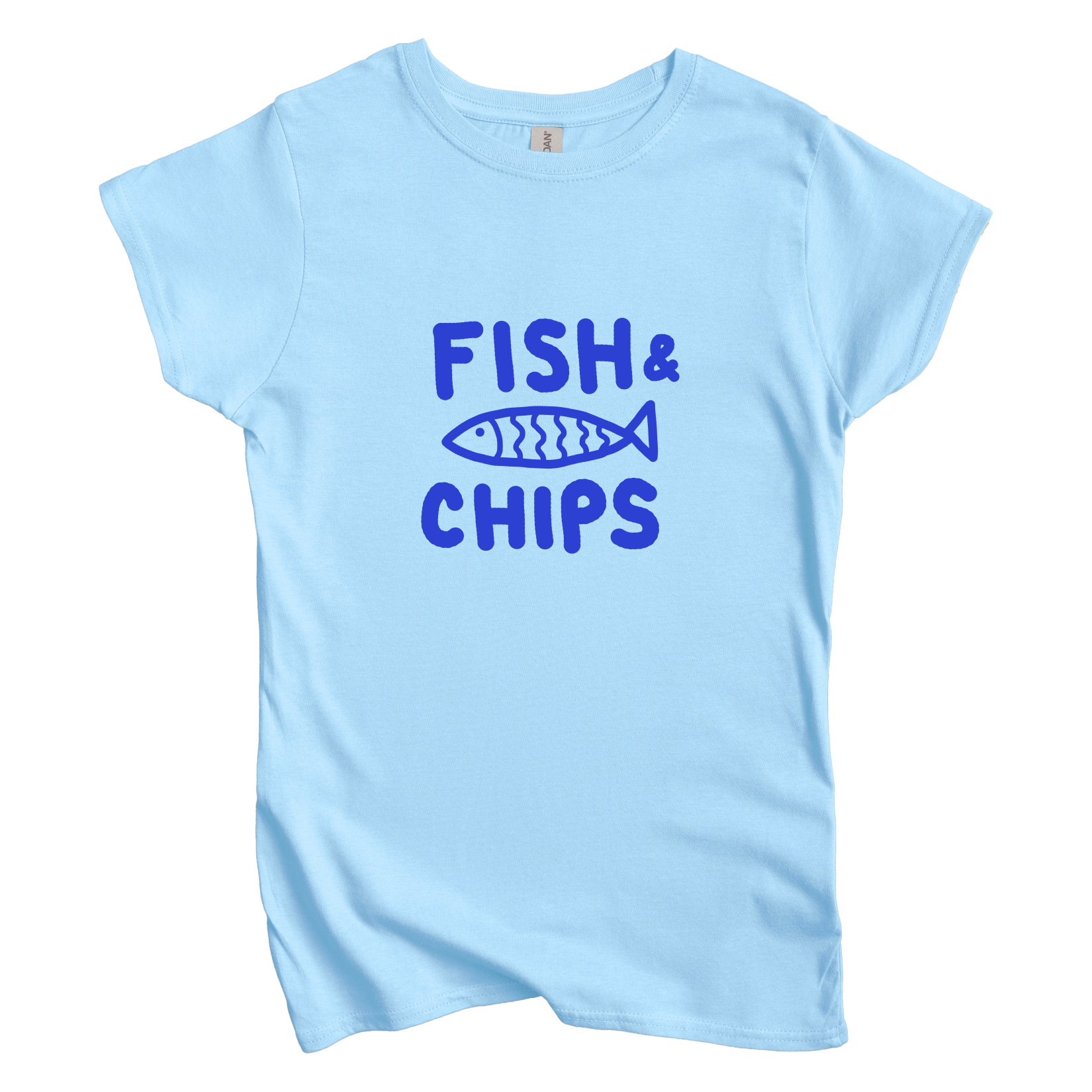 T-Shirt S / Light Blue Fish & Chips: Longoland Women's Tee