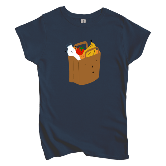T-Shirts S / Navy Grocery Shopping: Woblylines Women's Tee