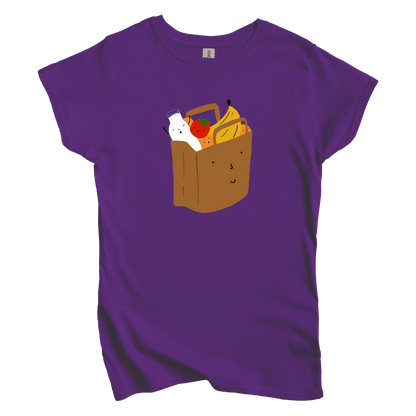 T-Shirts S / Purple Grocery Shopping: Woblylines Women's Tee