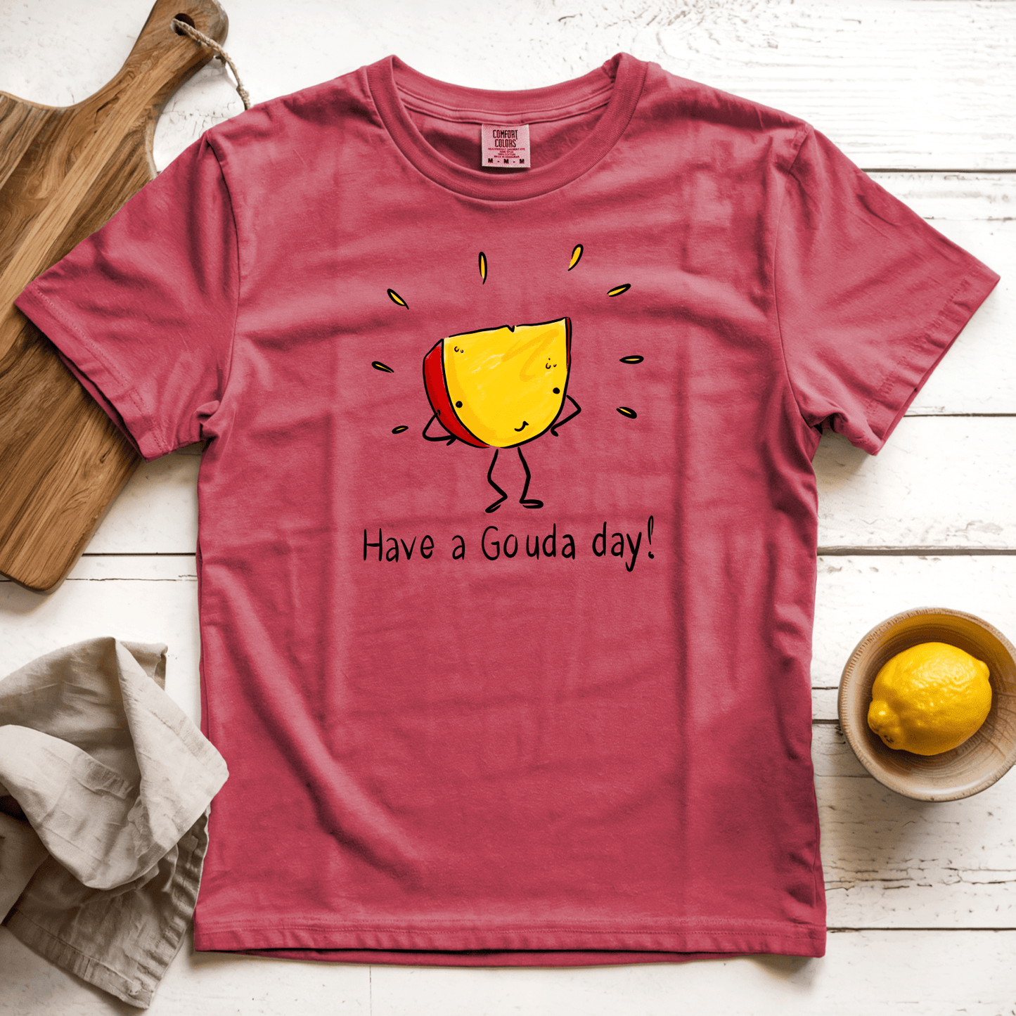 T-Shirt Crimson / S Have a Gouda Day: Micro Barbi
