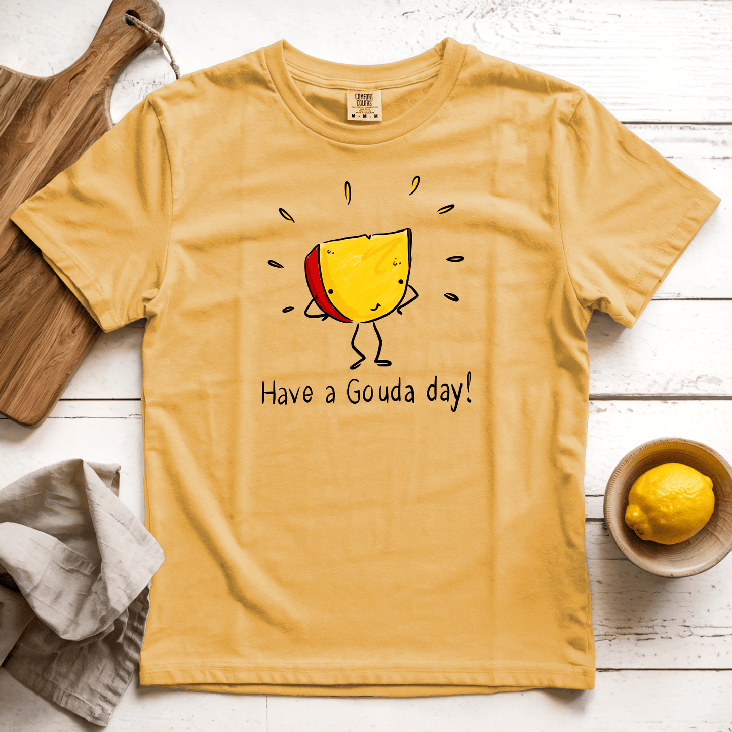 T-Shirt Mustard / S Have a Gouda Day: Micro Barbi