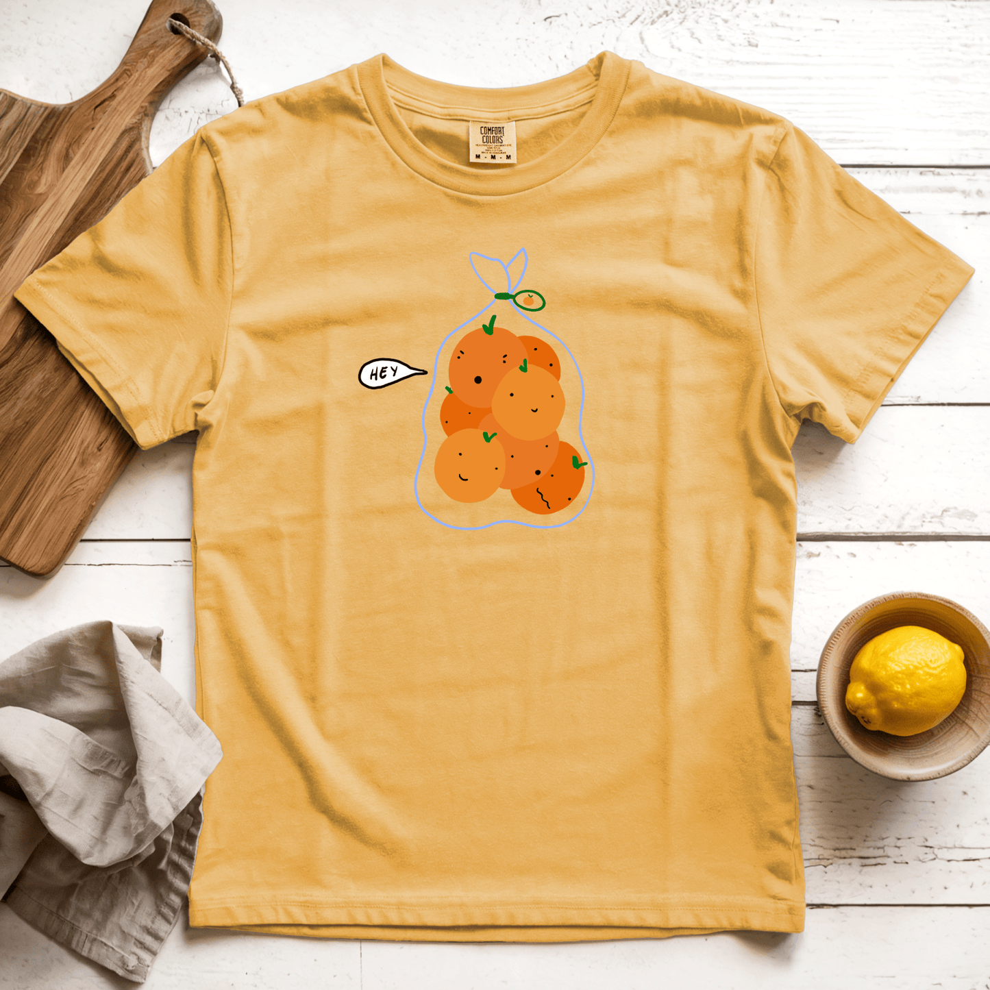 T-Shirts Mustard / S Hey: Woblylines