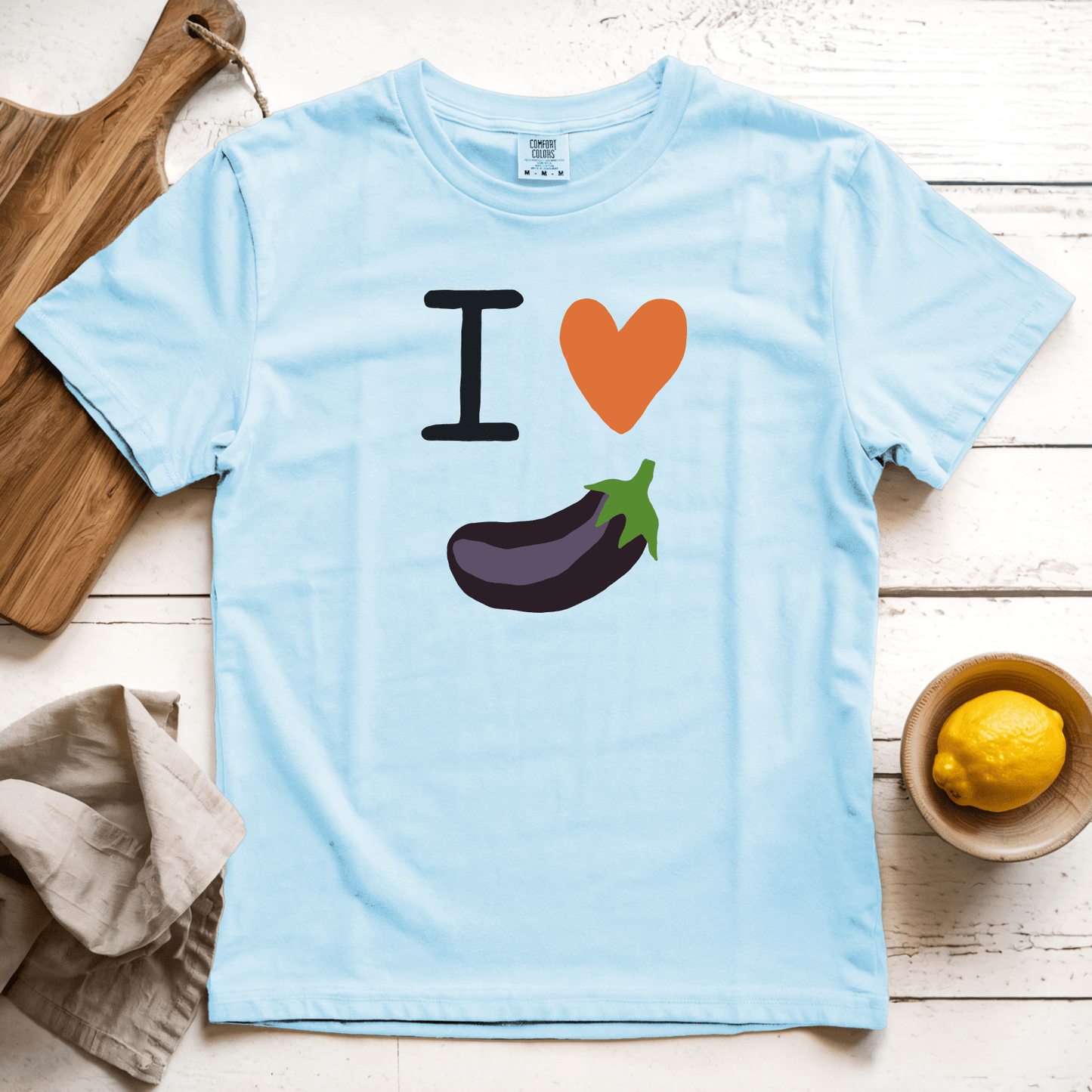 T-Shirt Chambray / S I Love Eggplant