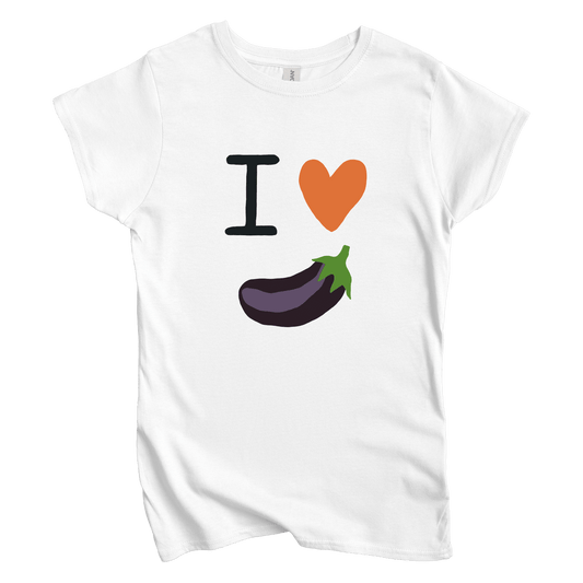 T-Shirt S / White I Love Eggplant Women's Tee