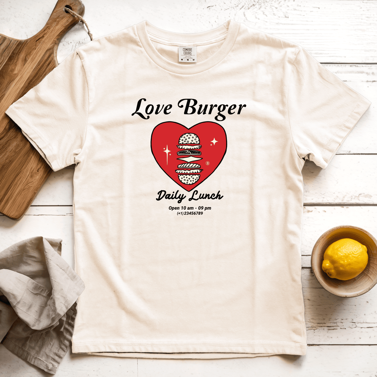 T-Shirts Ivory / S Love Burger: Sae Karepe