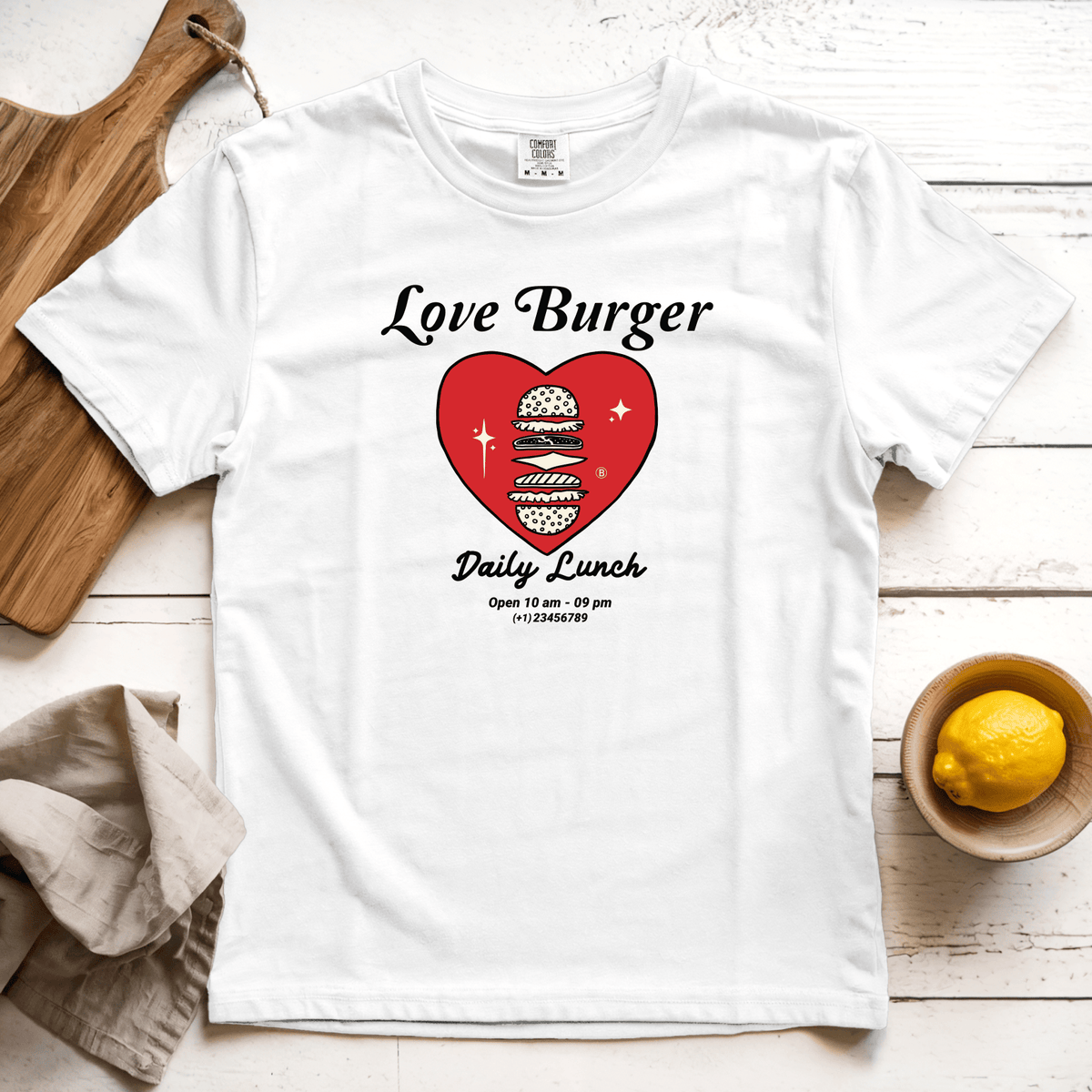 T-Shirts White / S Love Burger: Sae Karepe